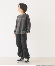 童裝撞色明線棉質長袖上衣