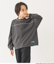童裝撞色明線棉質長袖上衣