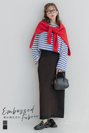 【壓紋機能】百搭直筒半裙