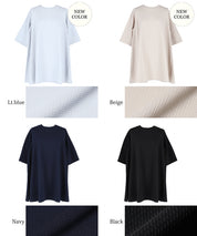 [Embossed function] Slim fit A-line short-sleeved top