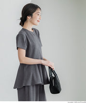[Embossed function] Japanese style lotus leaf hem short-sleeved babydoll parent-child outfit