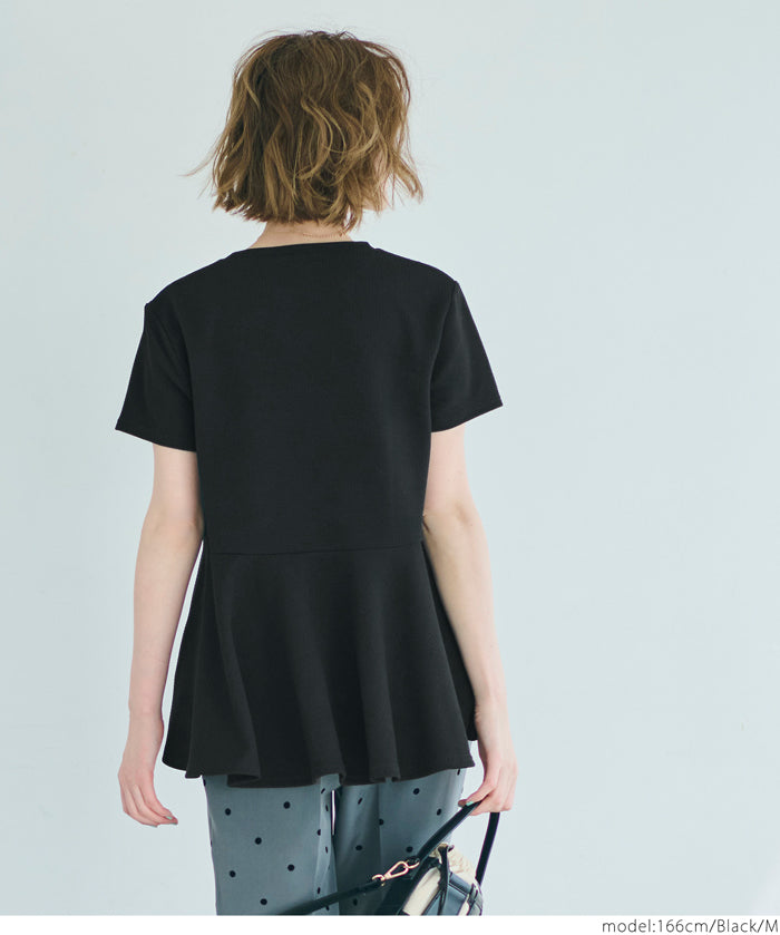 [Embossed function] Japanese style lotus leaf hem short-sleeved babydoll parent-child outfit