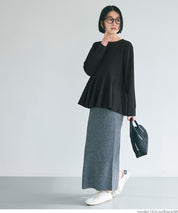 Embossed flared hem long sleeve top