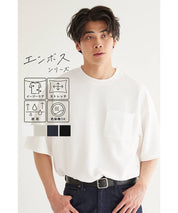 【壓紋機能】男裝休閒口袋短袖上衣 T-Shirt