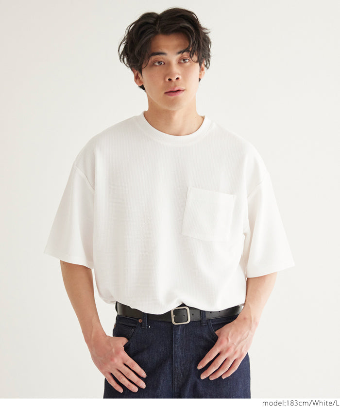 【壓紋機能】男裝休閒口袋短袖上衣 T-Shirt