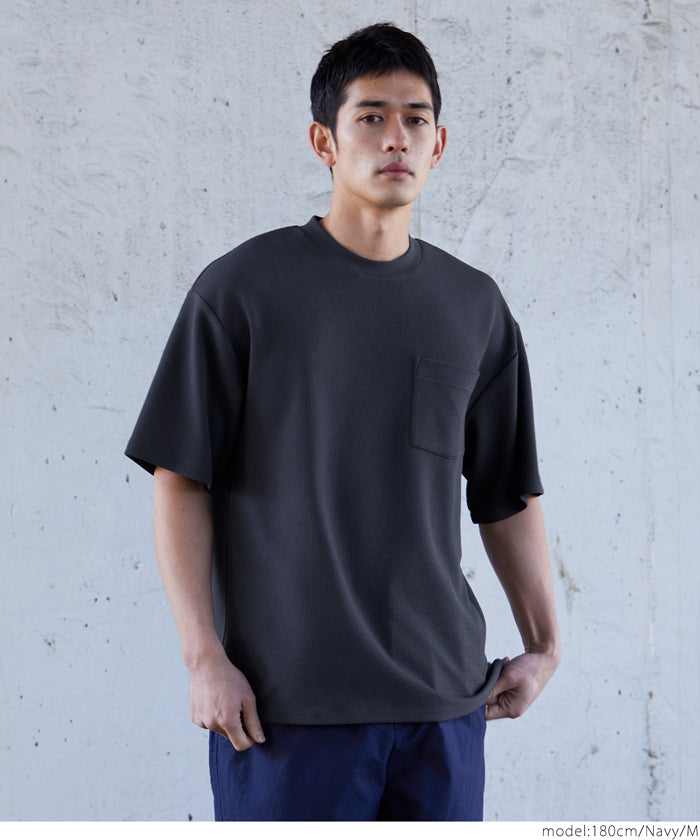 【壓紋機能】男裝休閒口袋短袖上衣 T-Shirt