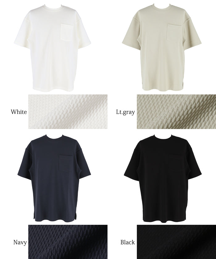 【壓紋機能】男裝休閒口袋短袖上衣 T-Shirt