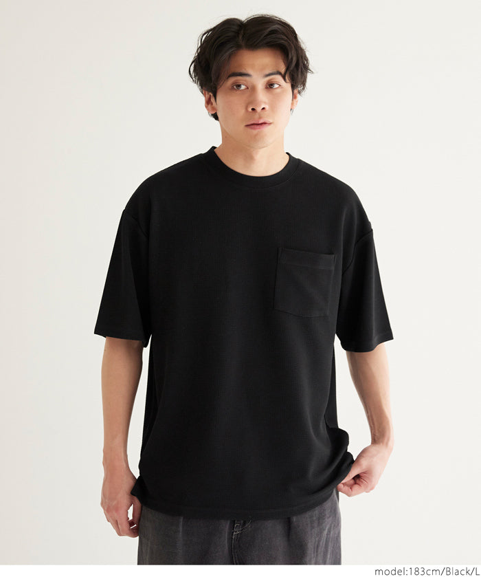 【壓紋機能】男裝休閒口袋短袖上衣 T-Shirt