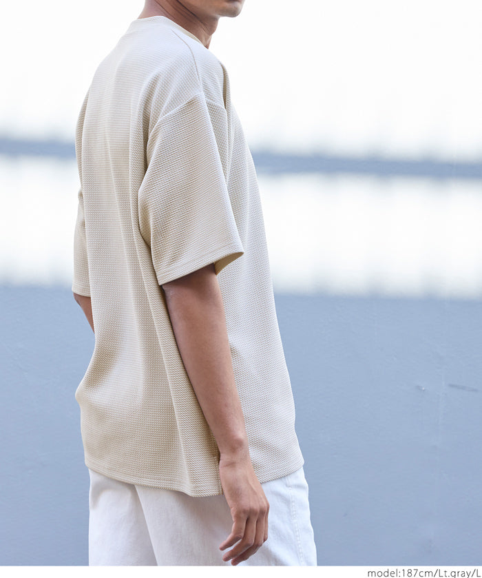 【壓紋機能】男裝休閒口袋短袖上衣 T-Shirt