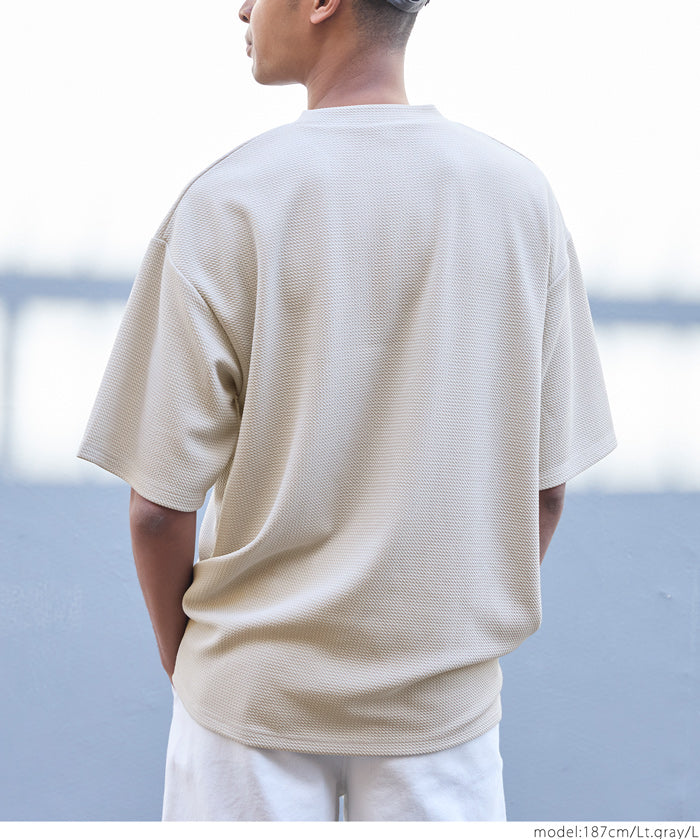 【壓紋機能】男裝休閒口袋短袖上衣 T-Shirt
