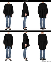[Embossed function] Puff sleeve slim patchwork top