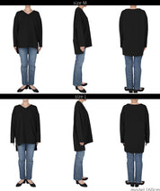 [Embossed function] Simple V-neck long-sleeved top