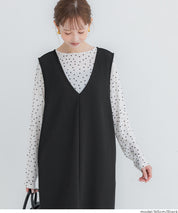 【壓紋機能】V領背心連衣裙