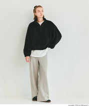 雙面刷毛半拉鍊長袖短版衛衣