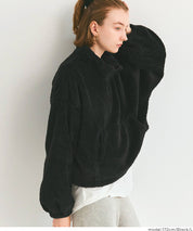 雙面刷毛半拉鍊長袖短版衛衣