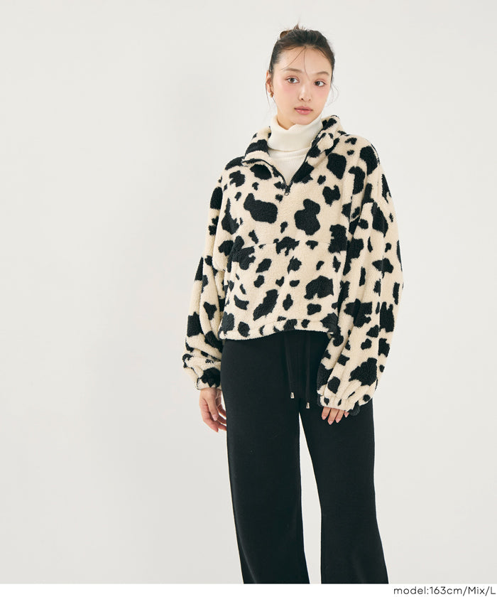 雙面刷毛半拉鍊長袖短版衛衣