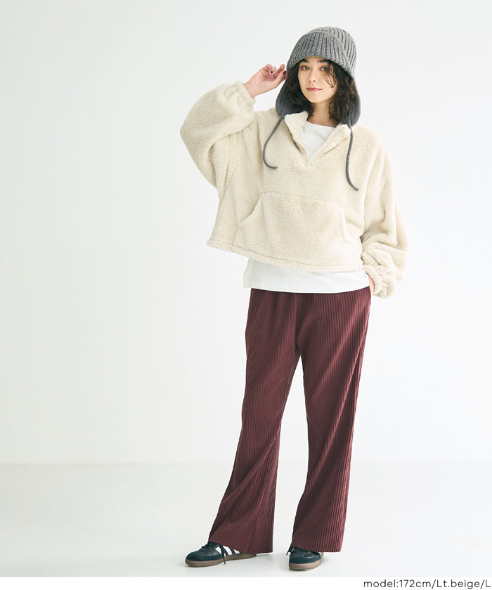 雙面刷毛半拉鍊長袖短版衛衣