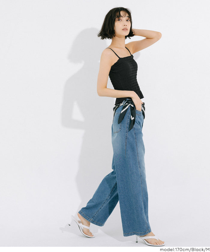 【OUT BRA】2way皺褶荷葉邊帶胸墊背心