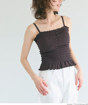 【OUT BRA】2way皺褶荷葉邊帶胸墊背心