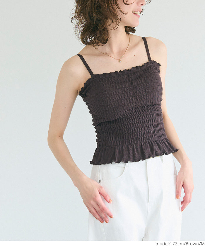 【OUT BRA】2way皺褶荷葉邊帶胸墊背心