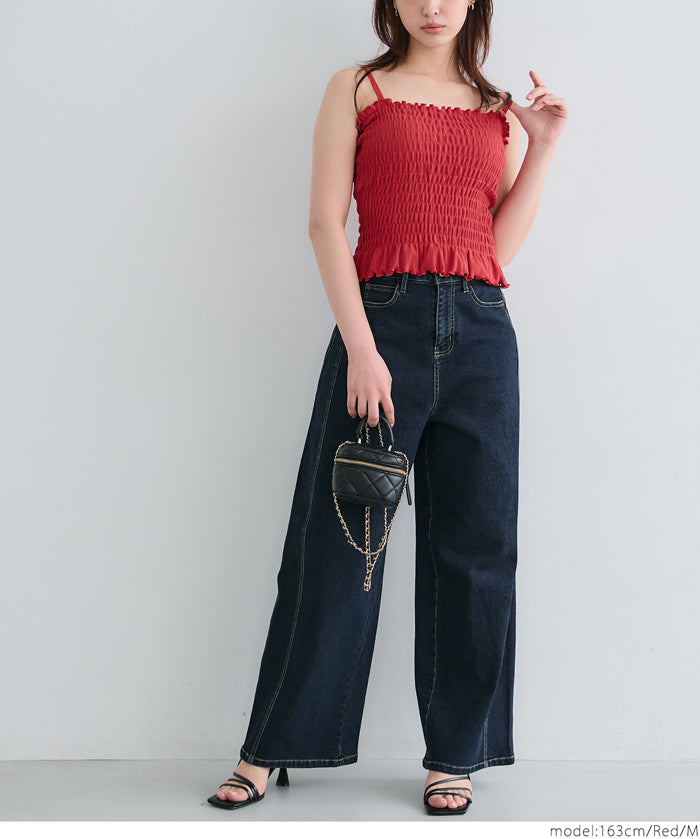 【OUT BRA】2way皺褶荷葉邊帶胸墊背心