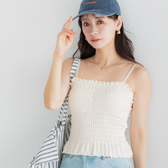 【OUT BRA】2way皺褶荷葉邊帶胸墊背心