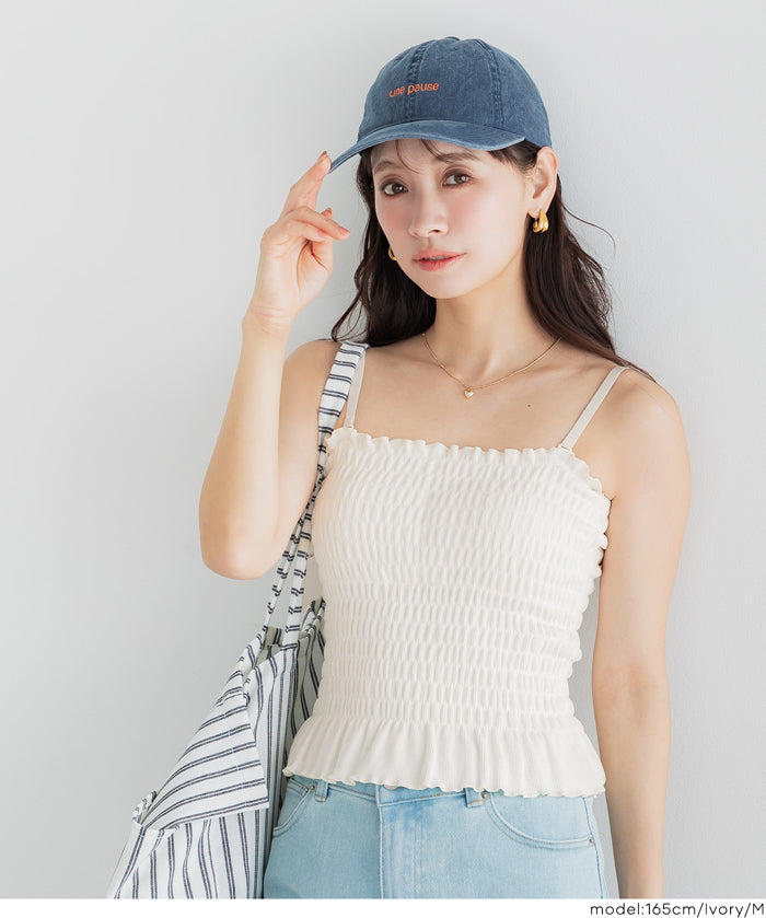 【OUT BRA】2way皺褶荷葉邊帶胸墊背心