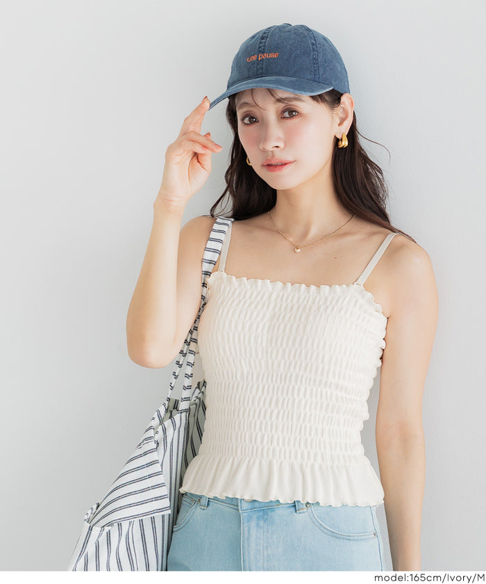 【OUT BRA】2way皺褶荷葉邊帶胸墊背心