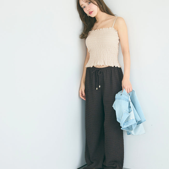 【OUT BRA】2way皺褶荷葉邊帶胸墊背心