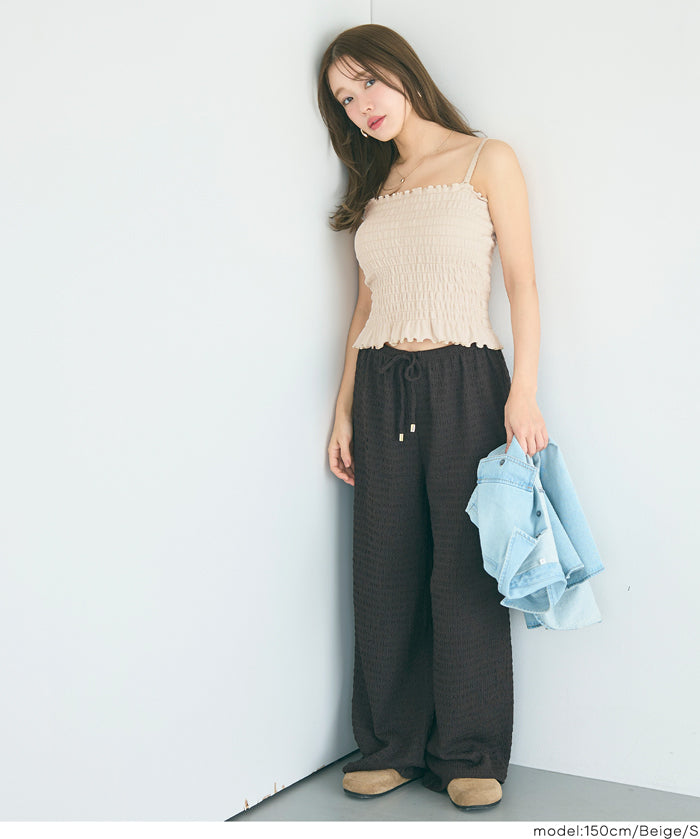 【OUT BRA】2way皺褶荷葉邊帶胸墊背心