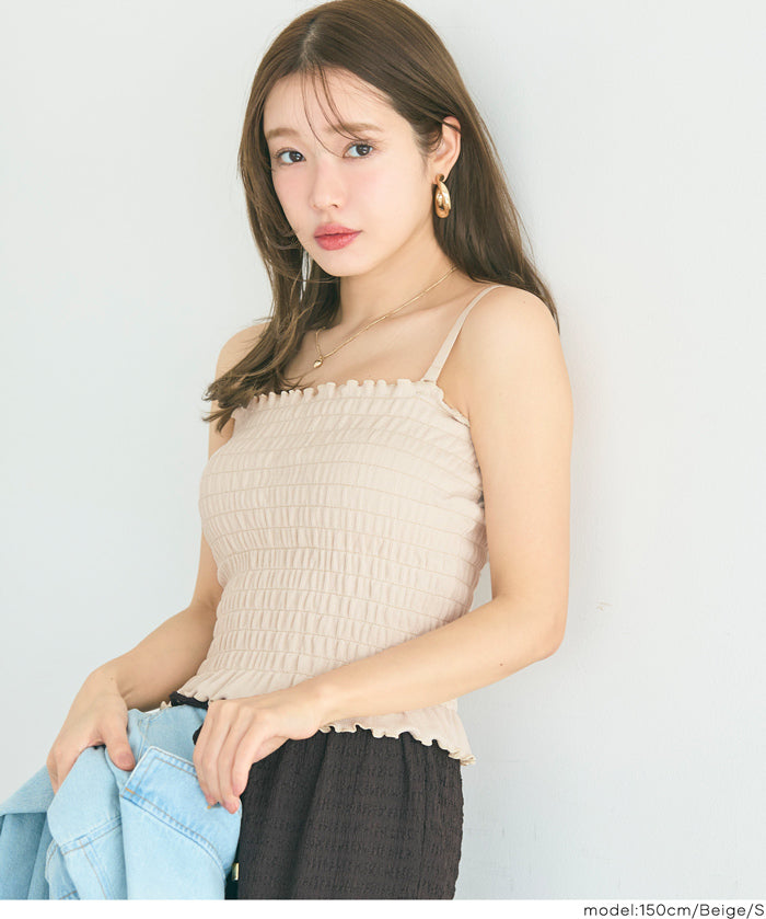 【OUT BRA】2way皺褶荷葉邊帶胸墊背心