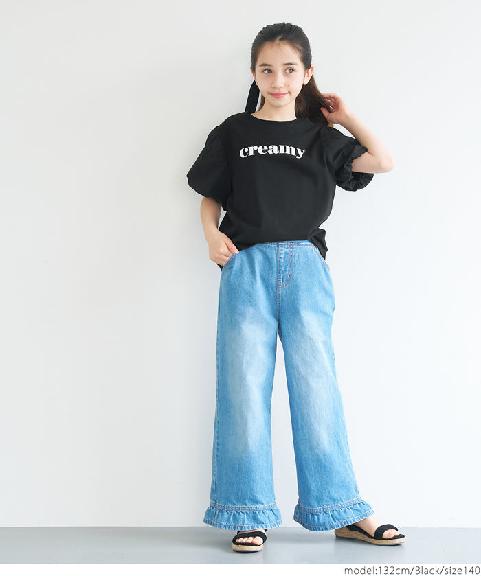 童裝泡泡短袖圓領LOGO上衣 T-shirt