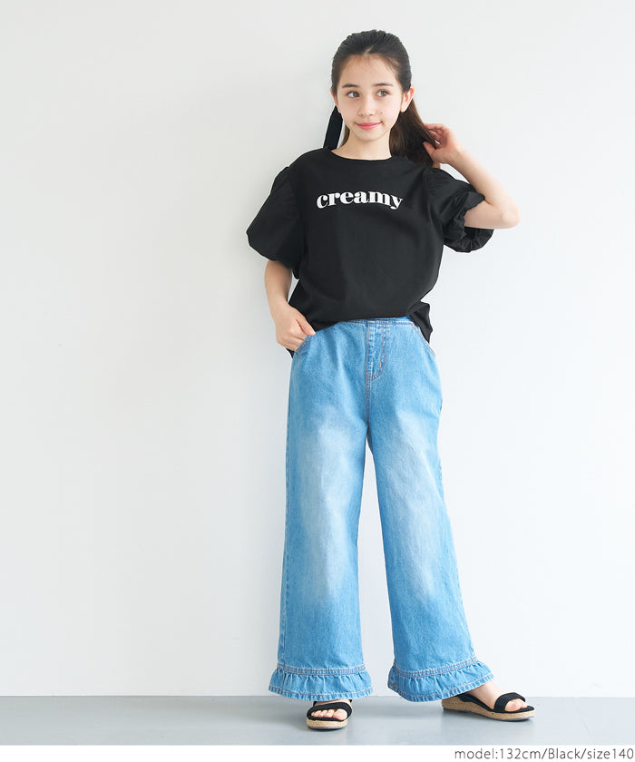 童裝泡泡短袖圓領LOGO上衣 T-shirt