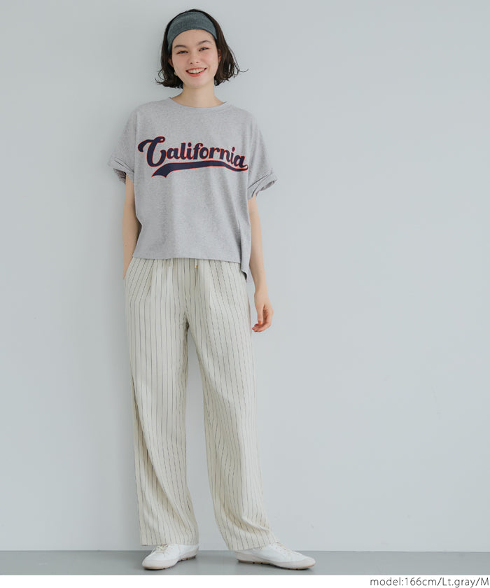 短版反摺袖口修身LOGO T-shirt