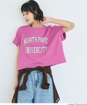 Cropped Logo T-Shirt with Rolled Sleeves