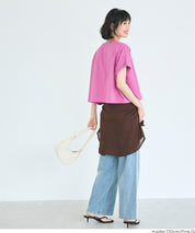 Cropped Logo T-Shirt with Rolled Sleeves