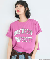 Cropped Logo T-Shirt with Rolled Sleeves