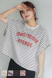 短版反摺袖口修身LOGO T-shirt