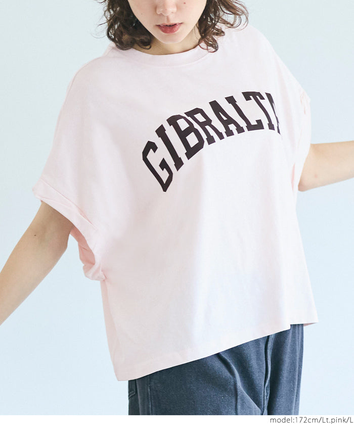 短版反摺袖口修身LOGO T-shirt