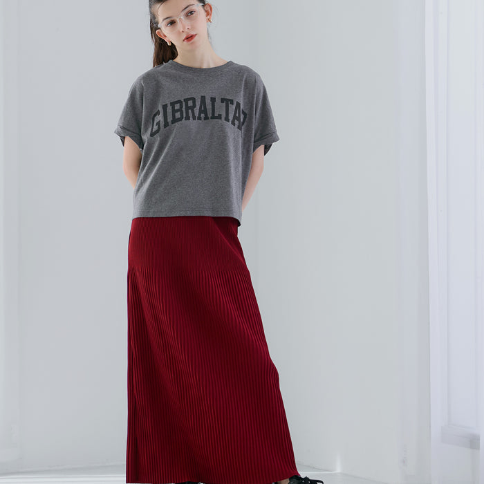 短版反摺袖口修身LOGO T-shirt