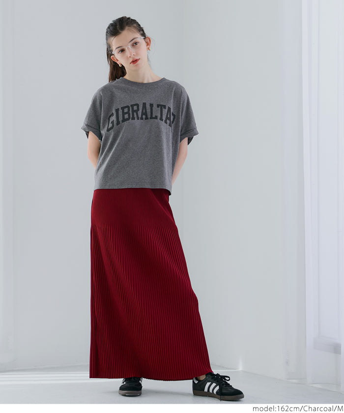 短版反摺袖口修身LOGO T-shirt