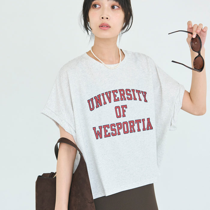 短版反摺袖口修身LOGO T-shirt
