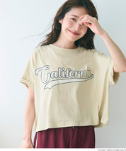 短版反摺袖口修身LOGO T-shirt