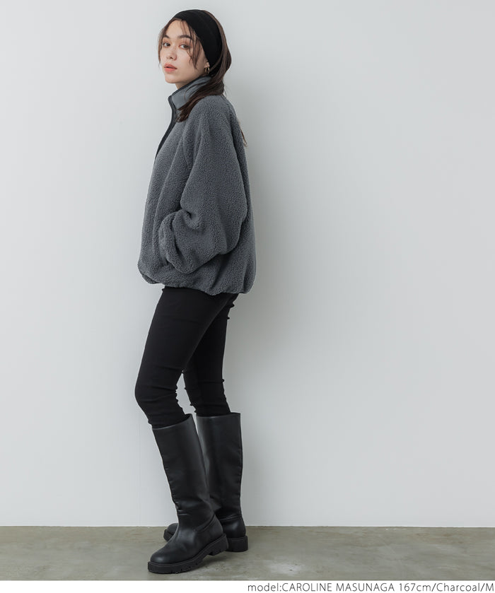 High neck boa jacket
