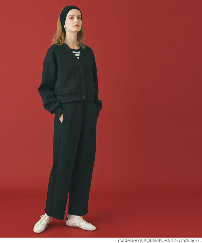 Soft space cotton V-neck short cardigan jacket