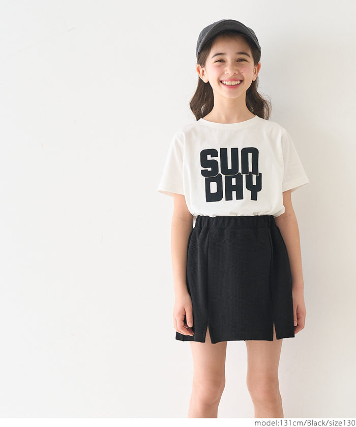 [Embossed function] Children's clothing small slit skirt