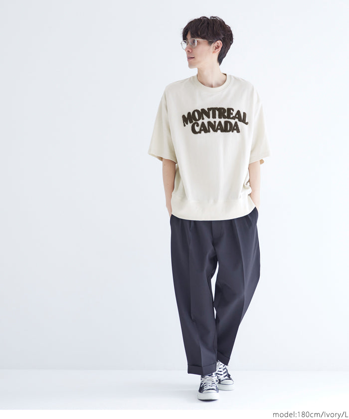［特價$169→$99］【男女通用】絨毛英字logo混棉短袖上衣