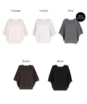 Embossed Functional Sweatshirt with Five-Point Batwing Sleeves