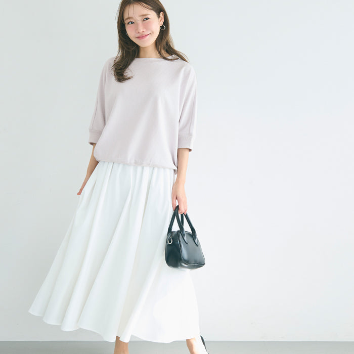 【壓紋機能】五分蝙蝠袖衛衣造型上衣