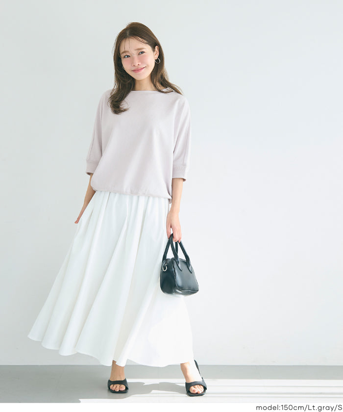 【壓紋機能】五分蝙蝠袖衛衣造型上衣